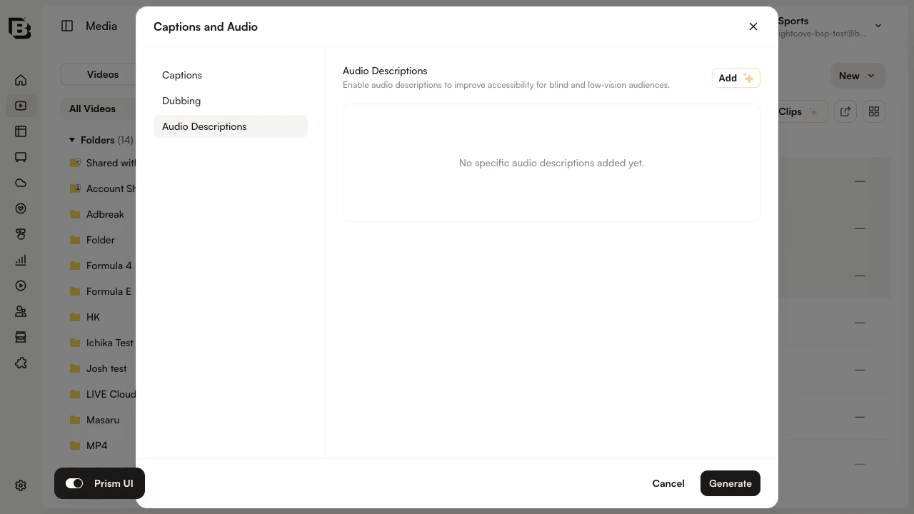 Bulk audio description dialog - preferences