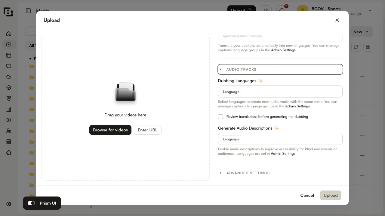 Upload module - audio description option