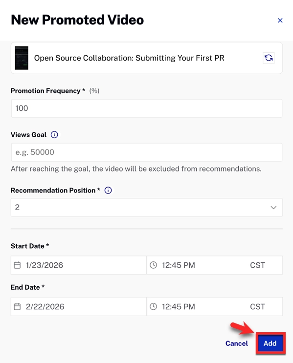 Promoted content settings