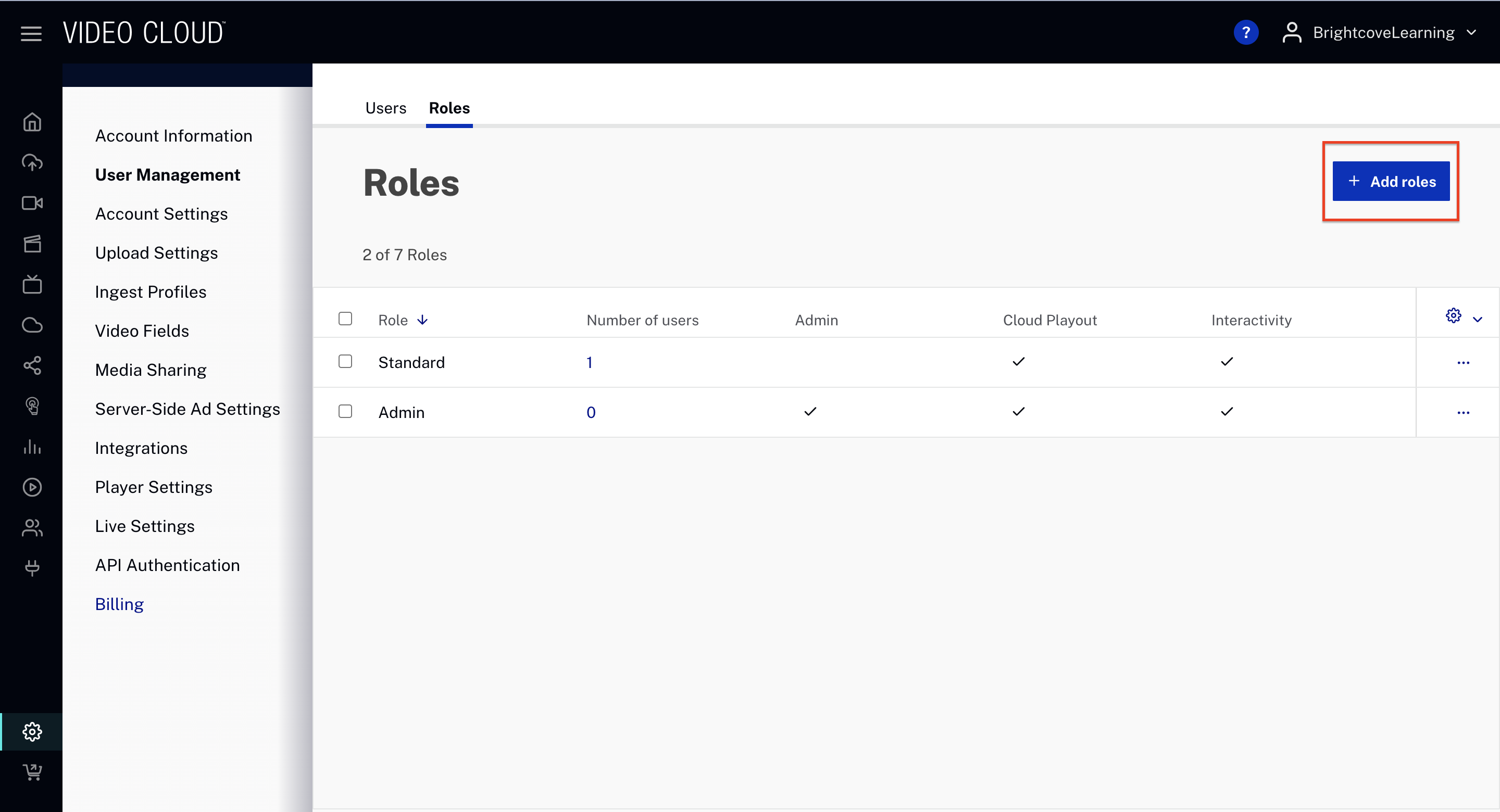 Add role button