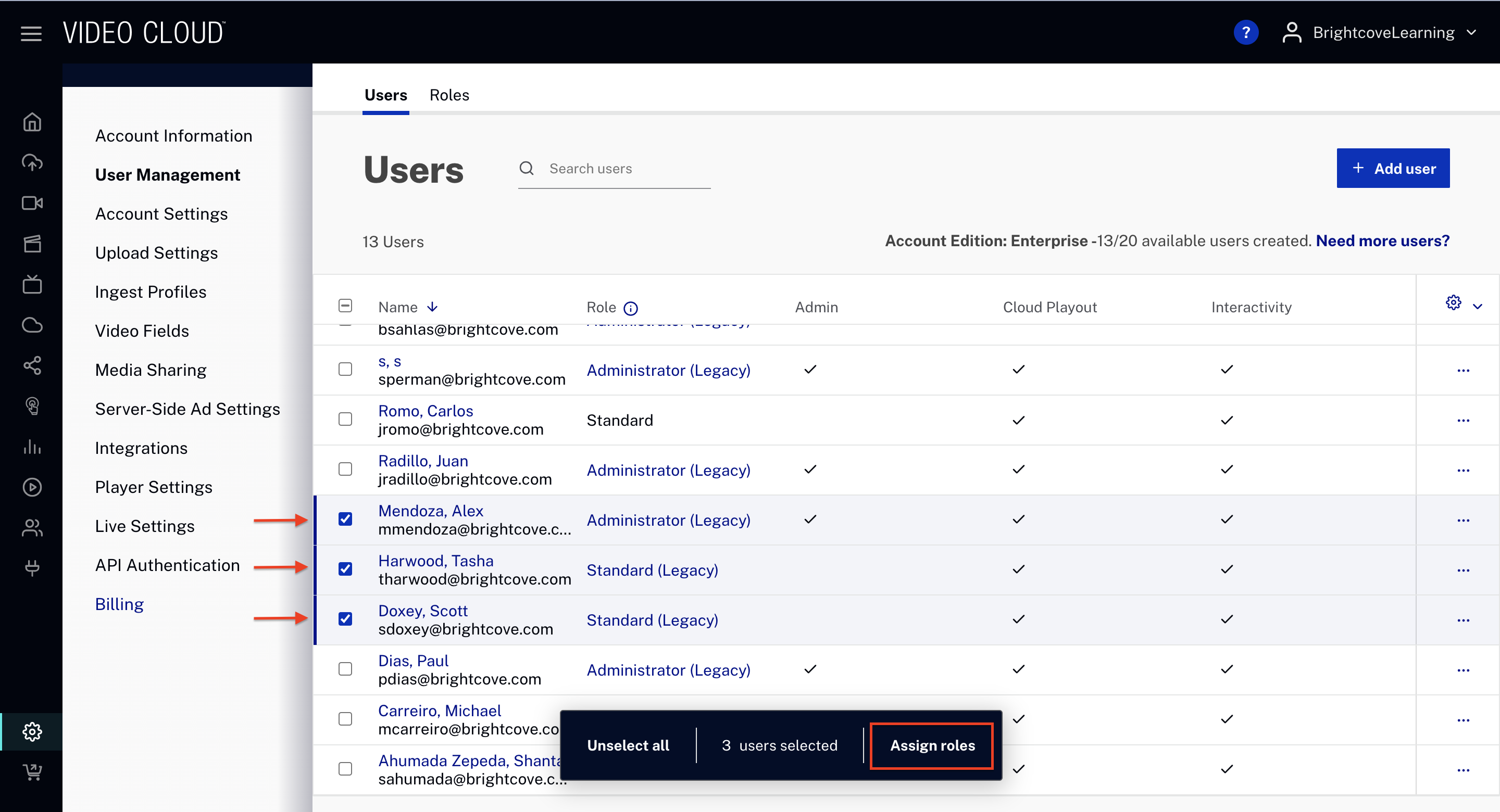 Assign legacy roles in bulk