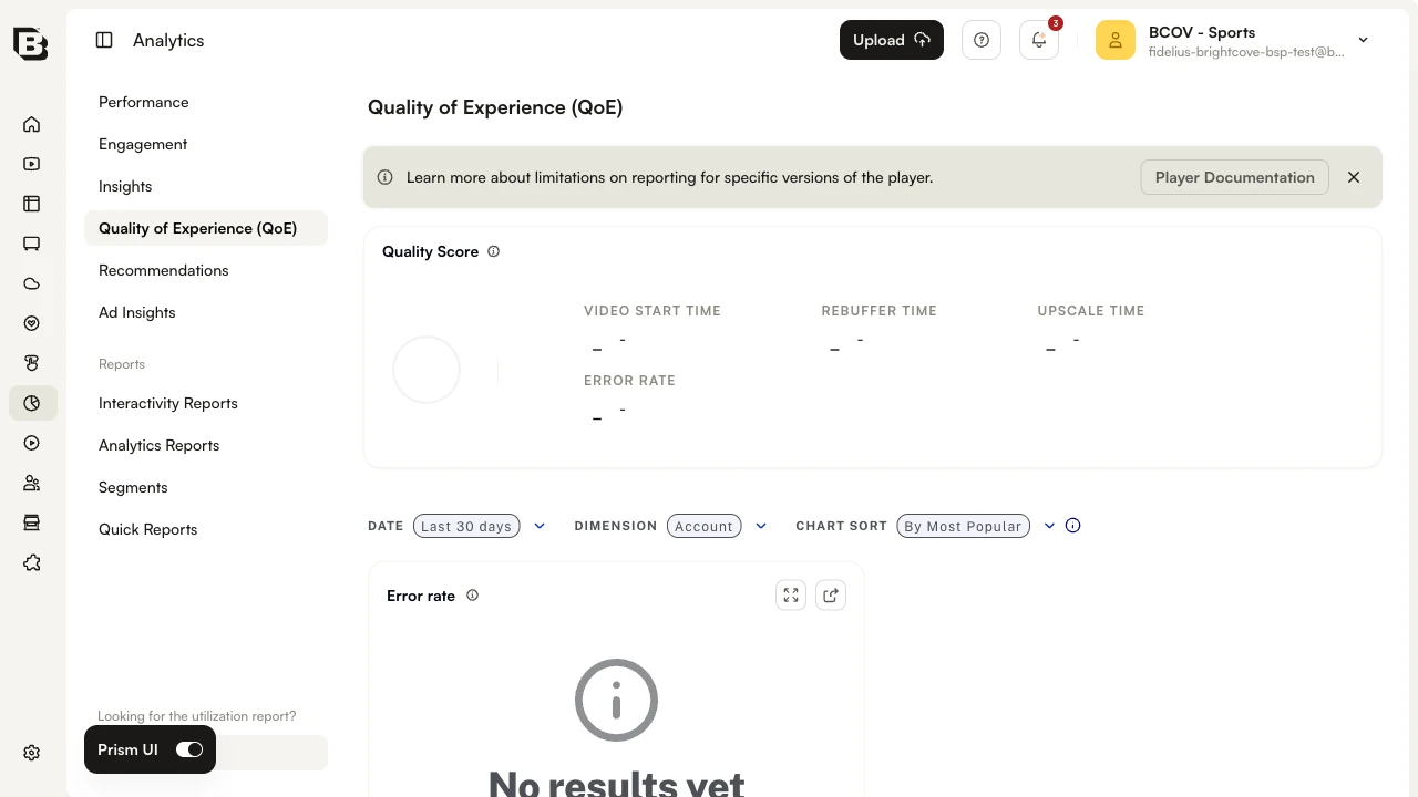 QoE Analytics section