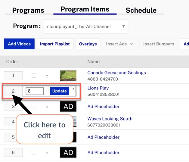 Reorder by Changing the Order Number