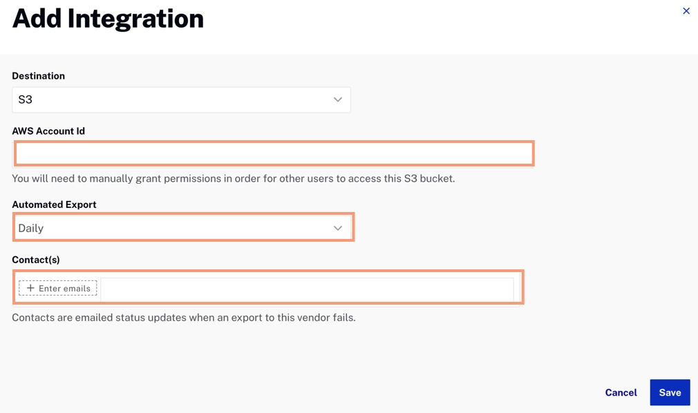 Add Integration Dialog