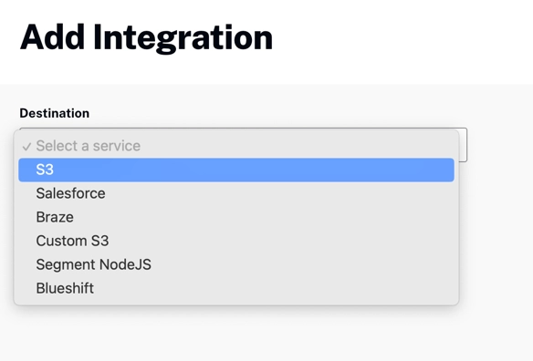 Destination Dropdown