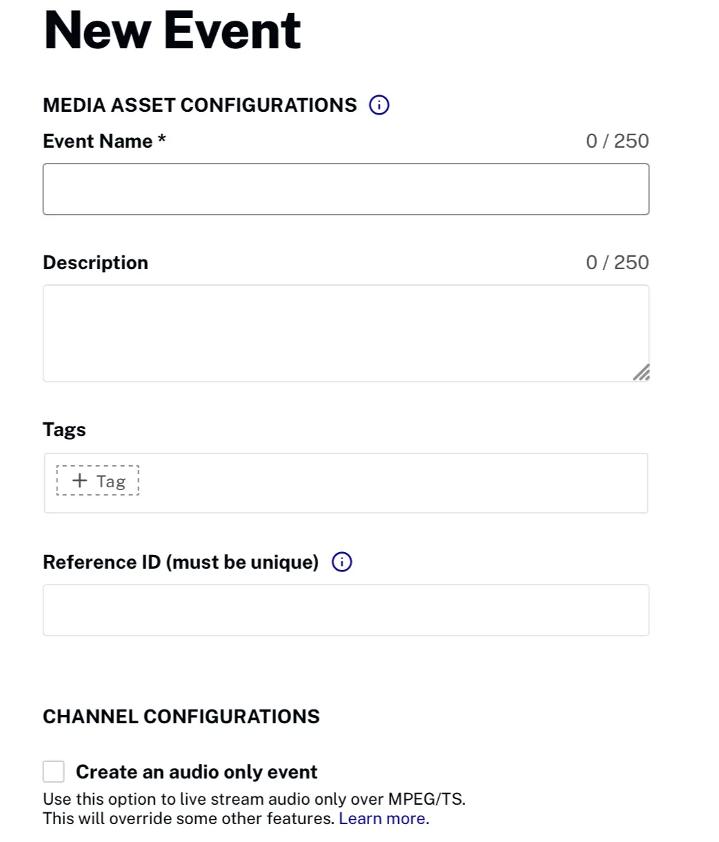 Create Audio only event