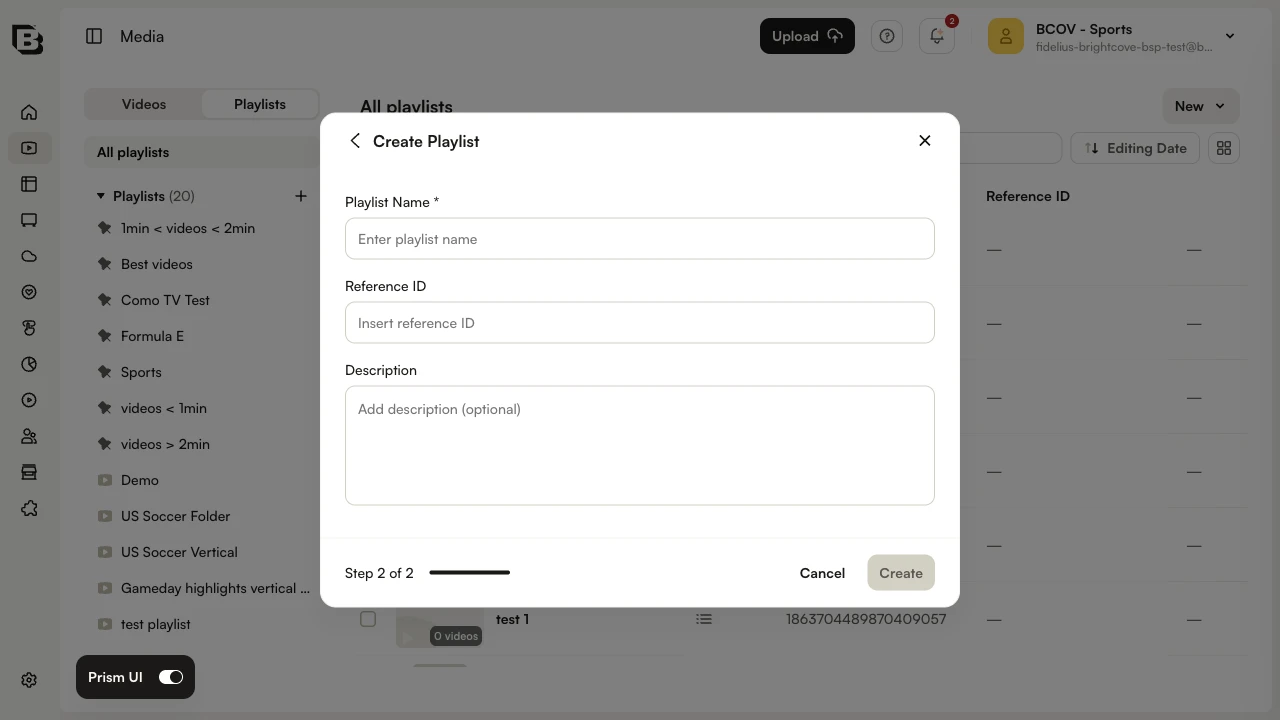 Create Playlist - name and details