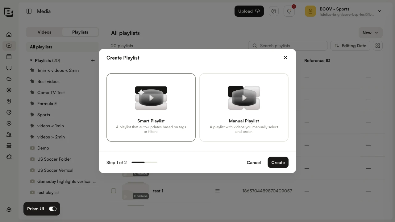 Create Playlist - choose type