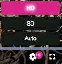 Quality selector menu showing HD and SD