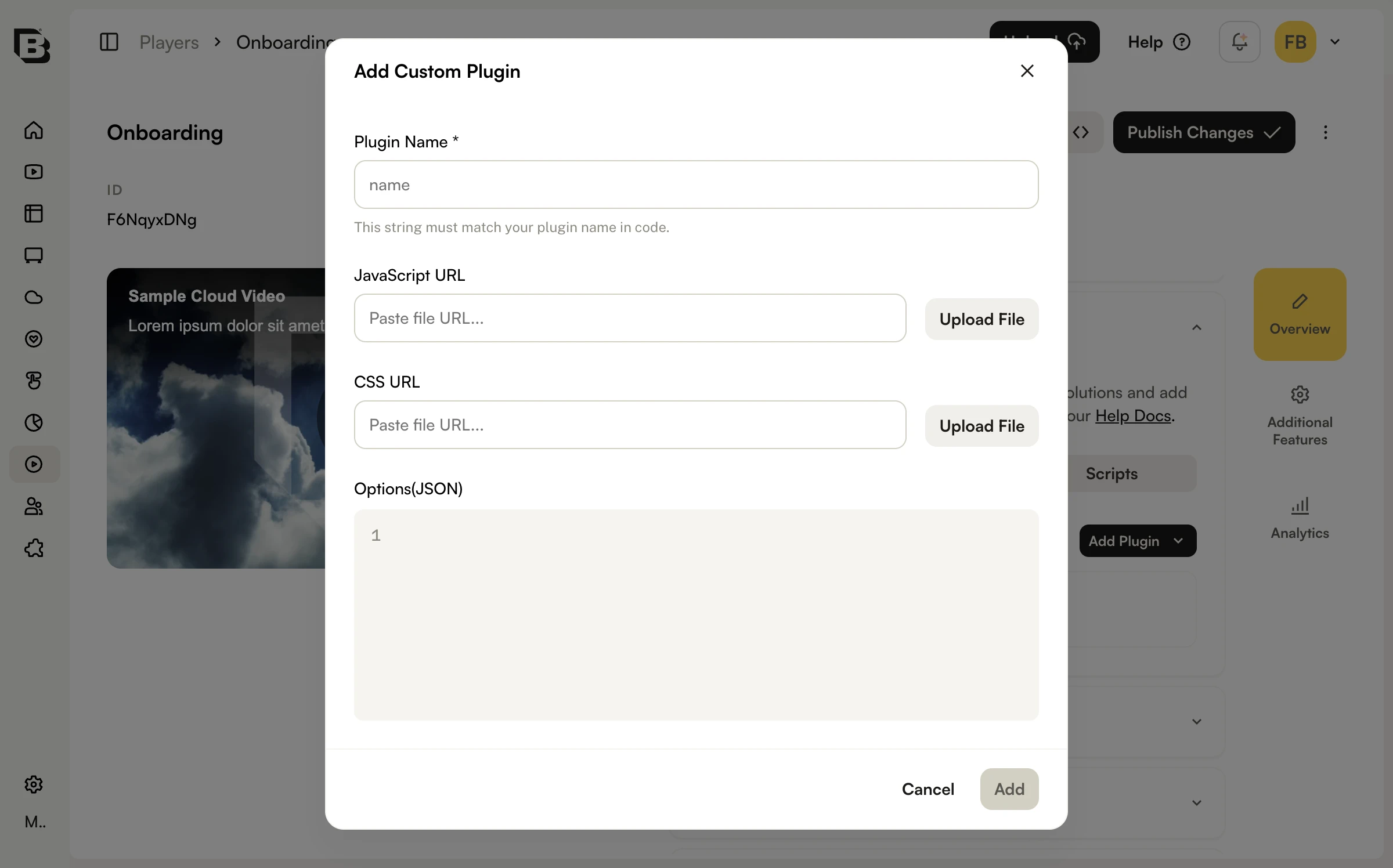 Custom Plugin configuration
